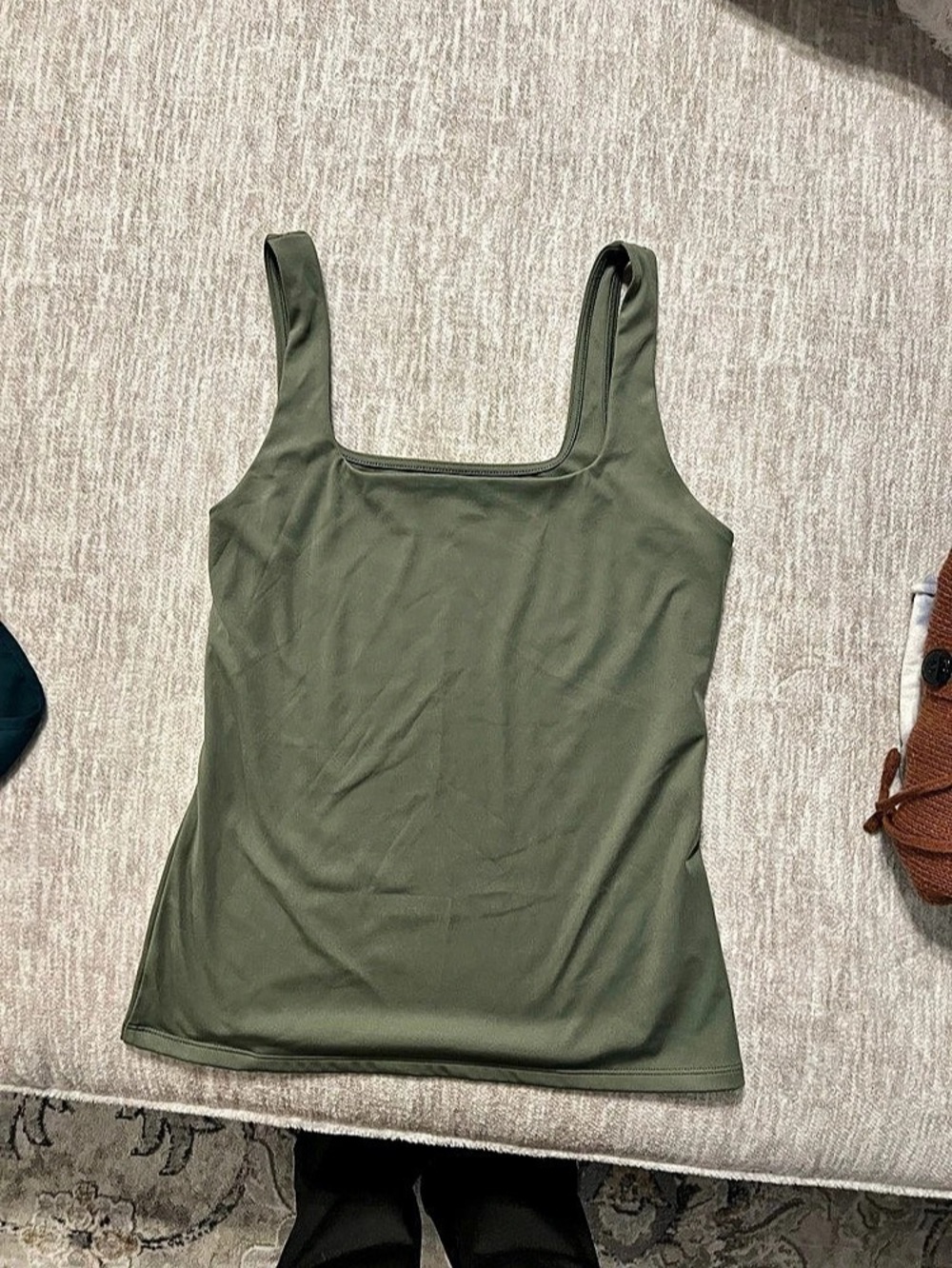 NINE WEST Sculpt Squareneck Tank Top Green Medium